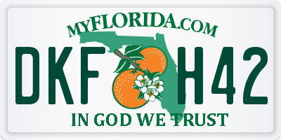 FL license plate DKFH42