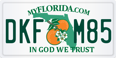FL license plate DKFM85