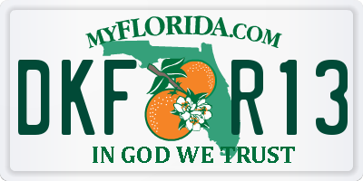 FL license plate DKFR13