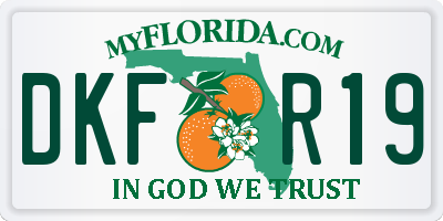 FL license plate DKFR19