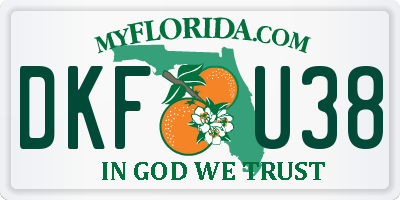 FL license plate DKFU38