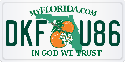 FL license plate DKFU86