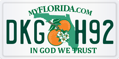 FL license plate DKGH92