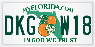 FL license plate DKGW18