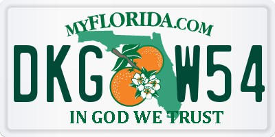 FL license plate DKGW54