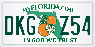 FL license plate DKGZ54