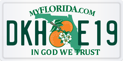 FL license plate DKHE19
