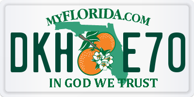 FL license plate DKHE70