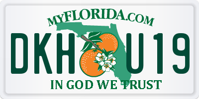 FL license plate DKHU19
