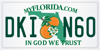FL license plate DKIN60