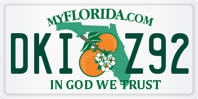 FL license plate DKIZ92