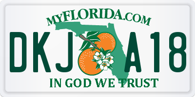 FL license plate DKJA18