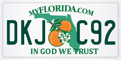 FL license plate DKJC92