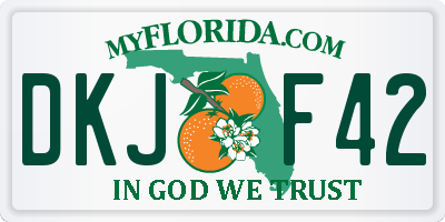 FL license plate DKJF42