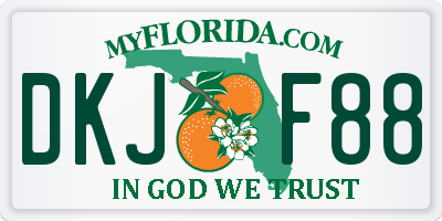 FL license plate DKJF88