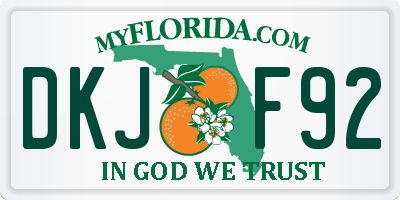 FL license plate DKJF92