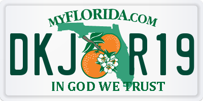 FL license plate DKJR19