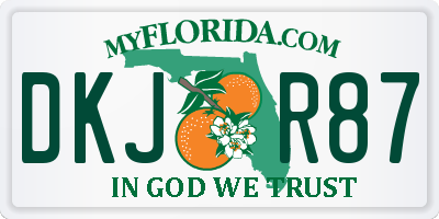 FL license plate DKJR87
