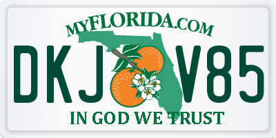 FL license plate DKJV85