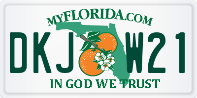 FL license plate DKJW21