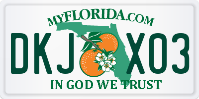FL license plate DKJX03
