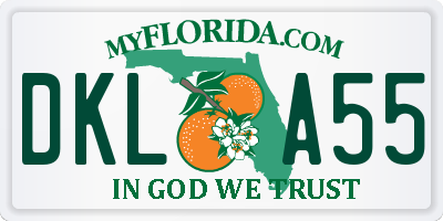 FL license plate DKLA55
