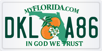FL license plate DKLA86