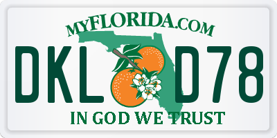 FL license plate DKLD78