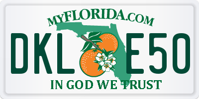 FL license plate DKLE50