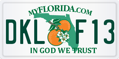FL license plate DKLF13