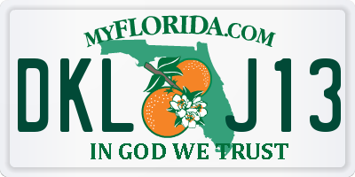 FL license plate DKLJ13