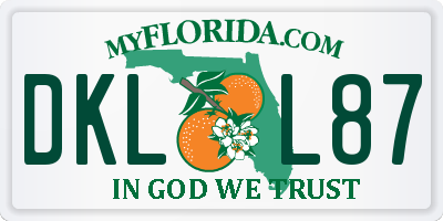 FL license plate DKLL87