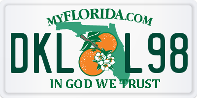 FL license plate DKLL98