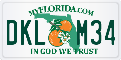 FL license plate DKLM34