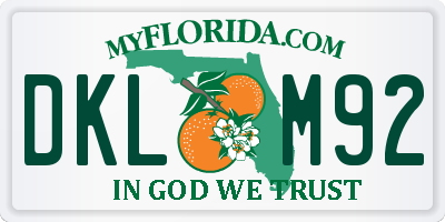FL license plate DKLM92