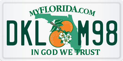FL license plate DKLM98