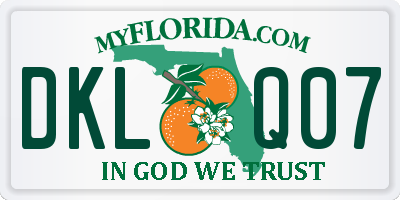 FL license plate DKLQ07