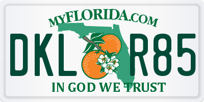 FL license plate DKLR85
