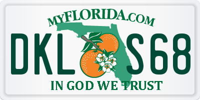 FL license plate DKLS68