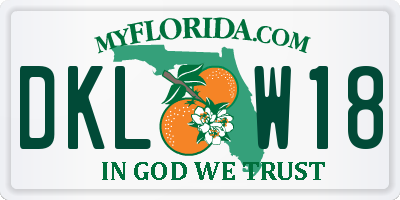 FL license plate DKLW18