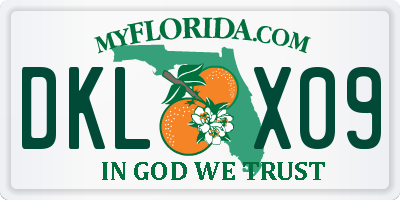 FL license plate DKLX09