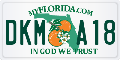 FL license plate DKMA18
