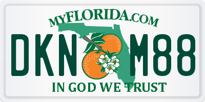 FL license plate DKNM88
