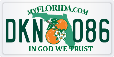 FL license plate DKNO86