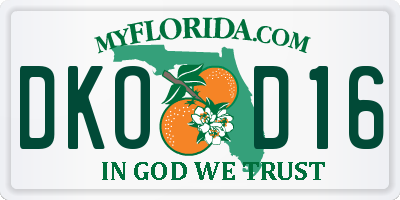 FL license plate DKOD16