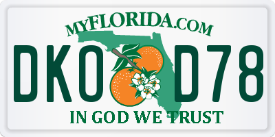 FL license plate DKOD78
