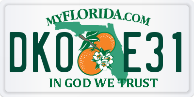 FL license plate DKOE31