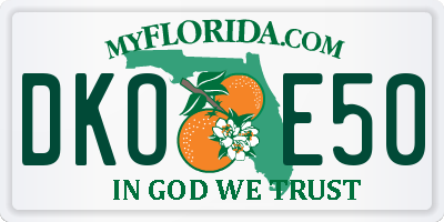 FL license plate DKOE50