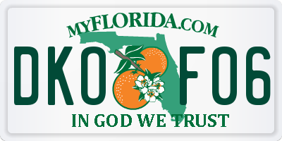 FL license plate DKOF06