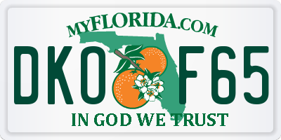 FL license plate DKOF65